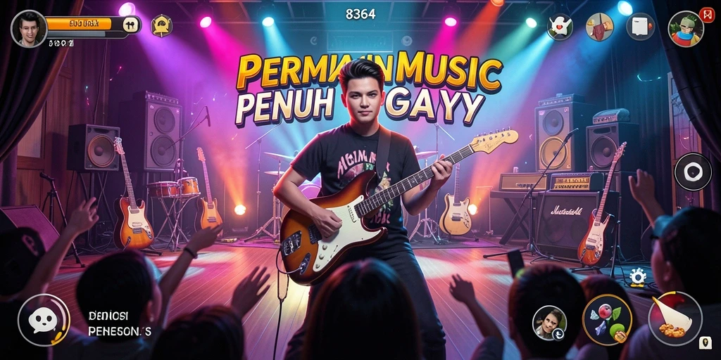 Tampilan gameplay 8364 yang menarik dan interaktif dengan berbagai lagu.