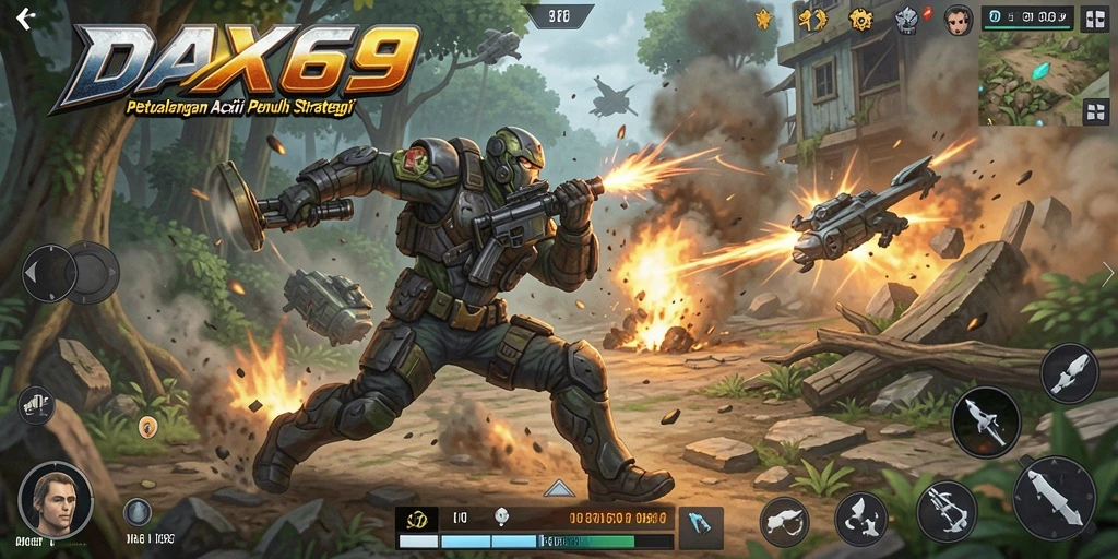 Tampilan gameplay DAX69 yang mengesankan dan dinamis dalam aksi ARPG.