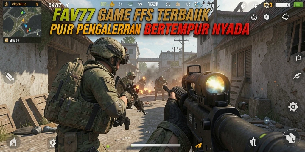 Screenshot FAV77 menampilkan aksi intens dalam mode FPS.