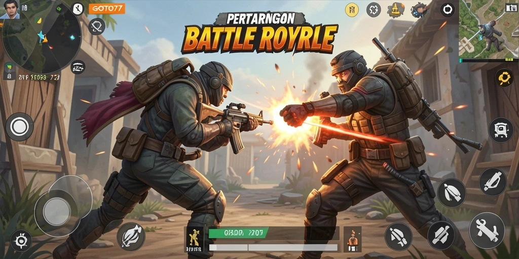 Tangkapan layar dari gameplay seru GOTO77 yang menampilkan pertempuran Battle Royale.