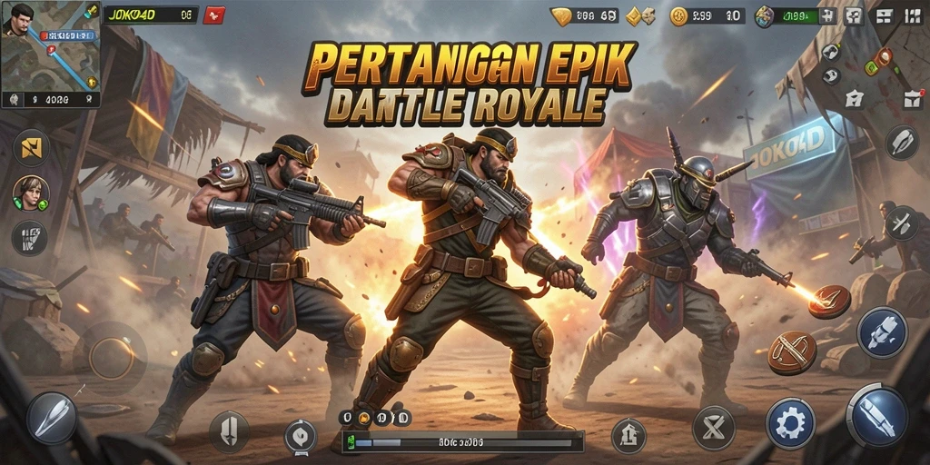 Tampilan menarik dari gameplay Battle Royale JOKO4D yang mendebarkan.