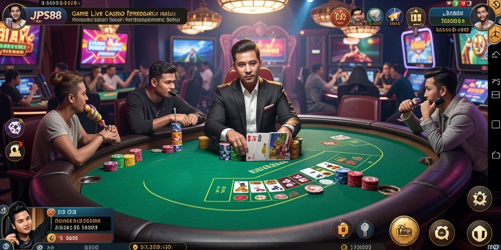 Screenshot gameplay Live Casino JPS88 dengan dealer profesional dan suasana kasino nyata.