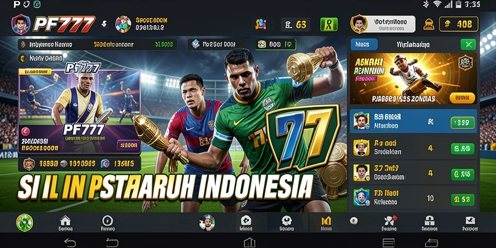 Screenshot PF777 menampilkan antarmuka aplikasi Sportsbook yang menarik.
