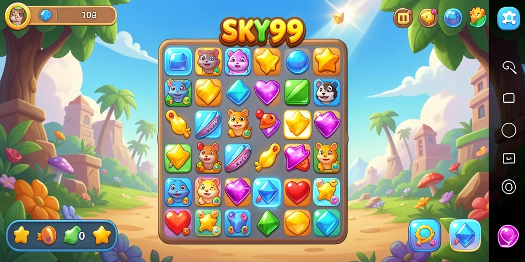 Tampilan gameplay SKY99 yang menarik dengan elemen Match-3.