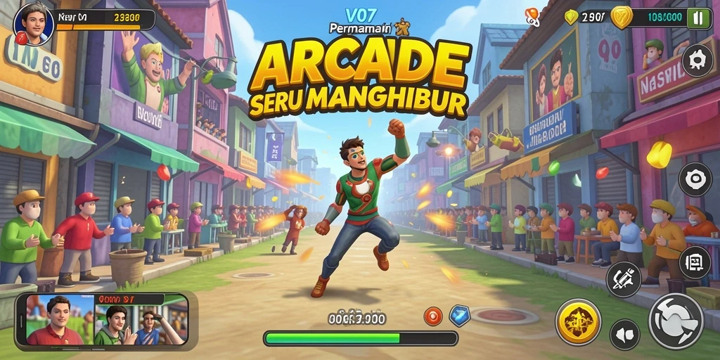 Tampilan gameplay menarik dari V07 dalam suasana Arcade.